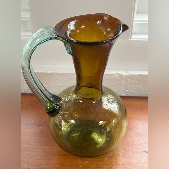 Multicolor vintage West Virginia glass pitcher - hand blown glass - Blenko? - Picture 5 of 11